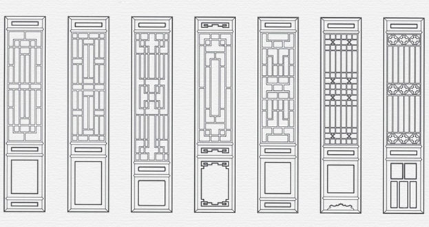 恭城常用中式仿古花窗图案隔断设计图